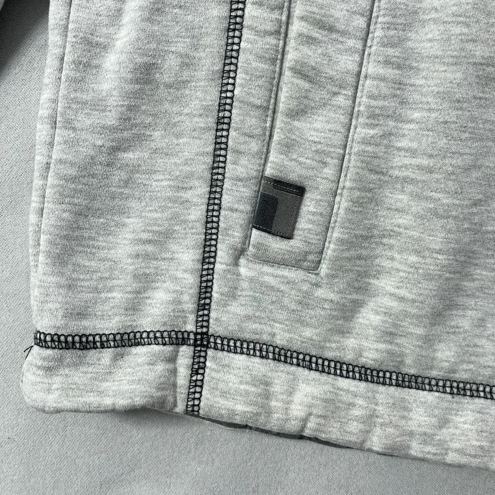 Y2K Nike Hoodie Mens XL Gray Fleece Kangaroo Pocket Pullover Arm Spell‎ Out